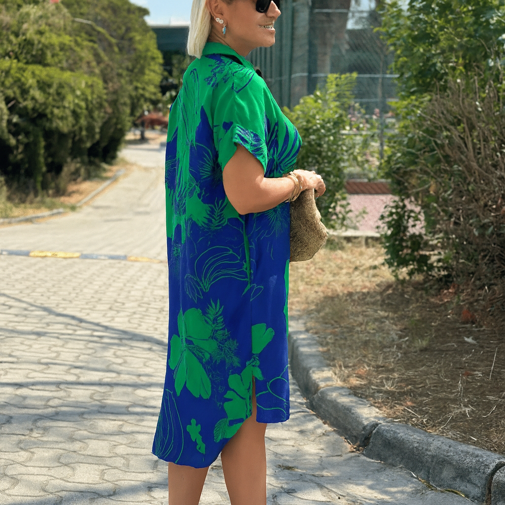 Vestido Camisero Floral Tropical