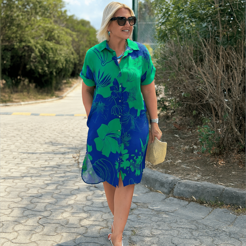 Vestido Camisero Floral Tropical