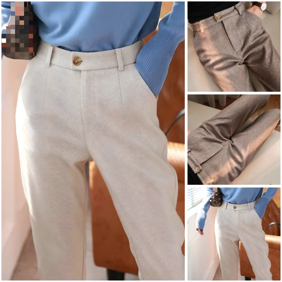 Pantalones de Lana de Cintura Alta