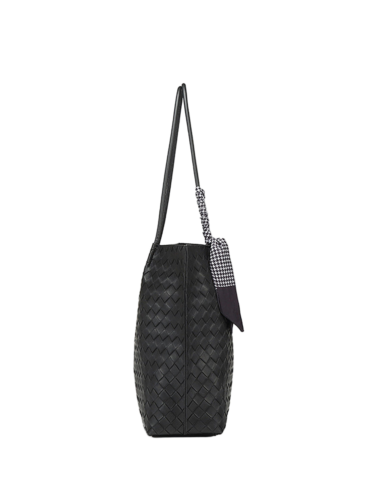 Bolso Shopper Negro Trenzado con Pañuelo