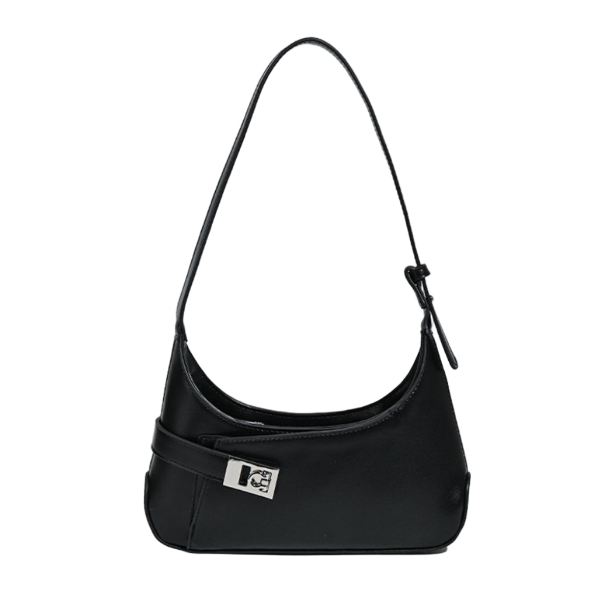 Bolso Negro de Hombro con Hebilla Metálica