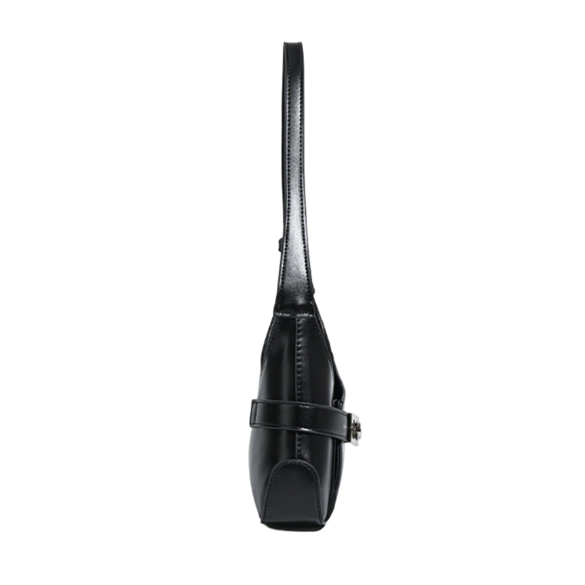Bolso Negro de Hombro con Hebilla Metálica