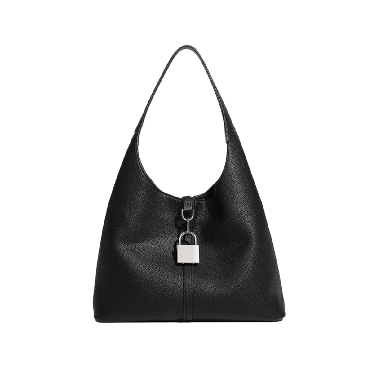 Bolso Hobo Negro con Detalle de Candado