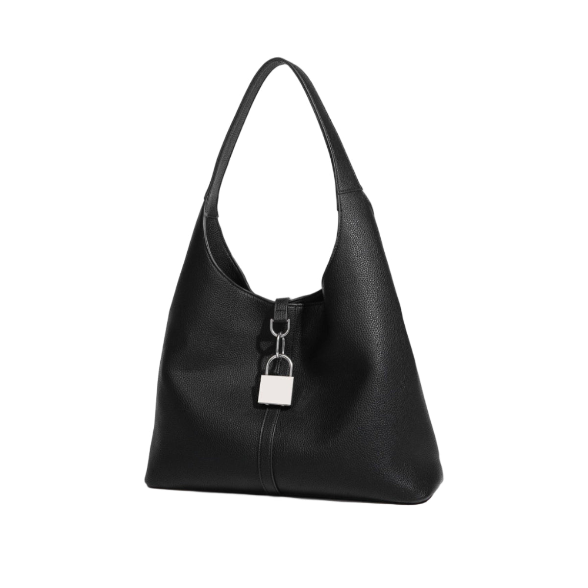 Bolso Hobo Negro con Detalle de Candado