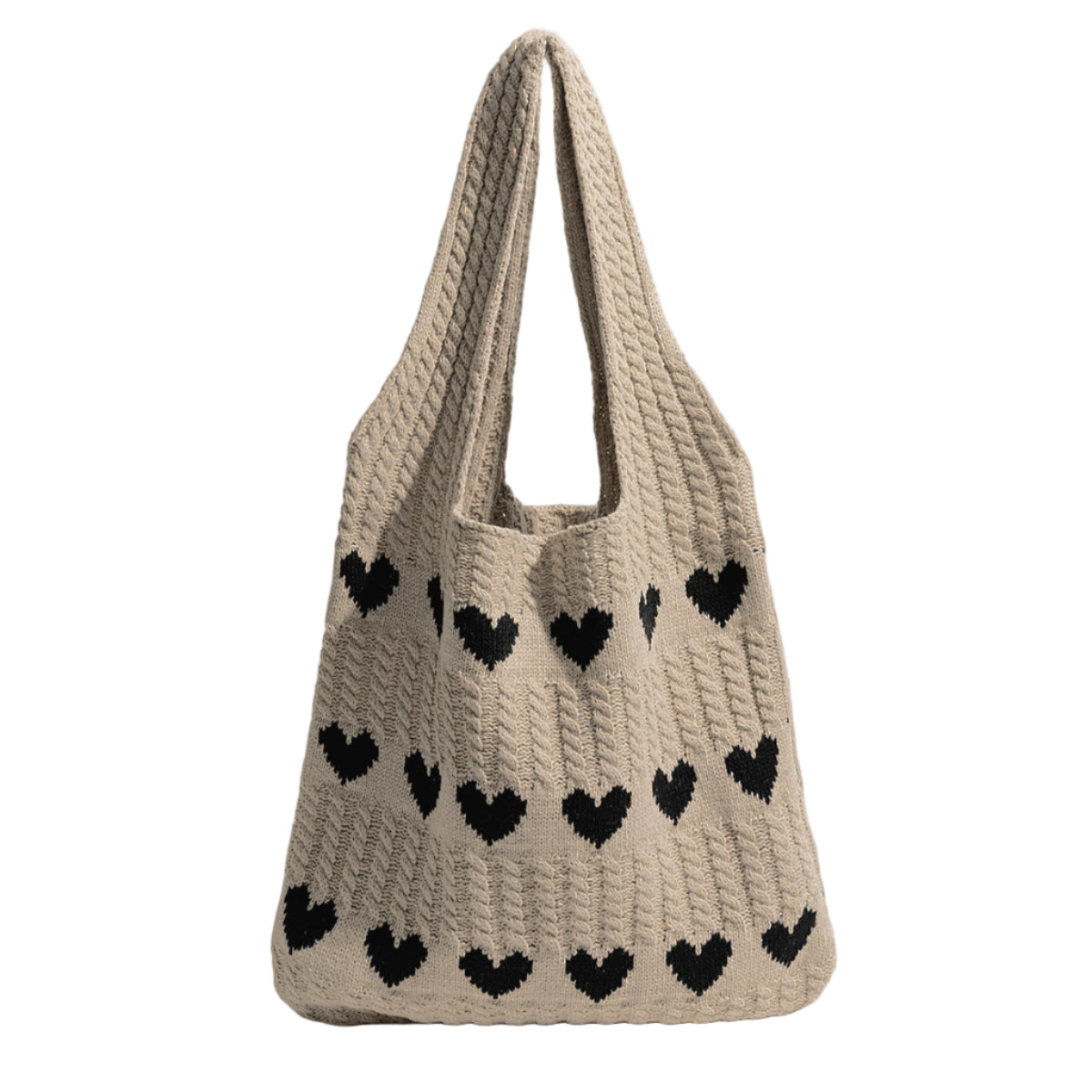 Bolso Shopper de Punto con Corazones