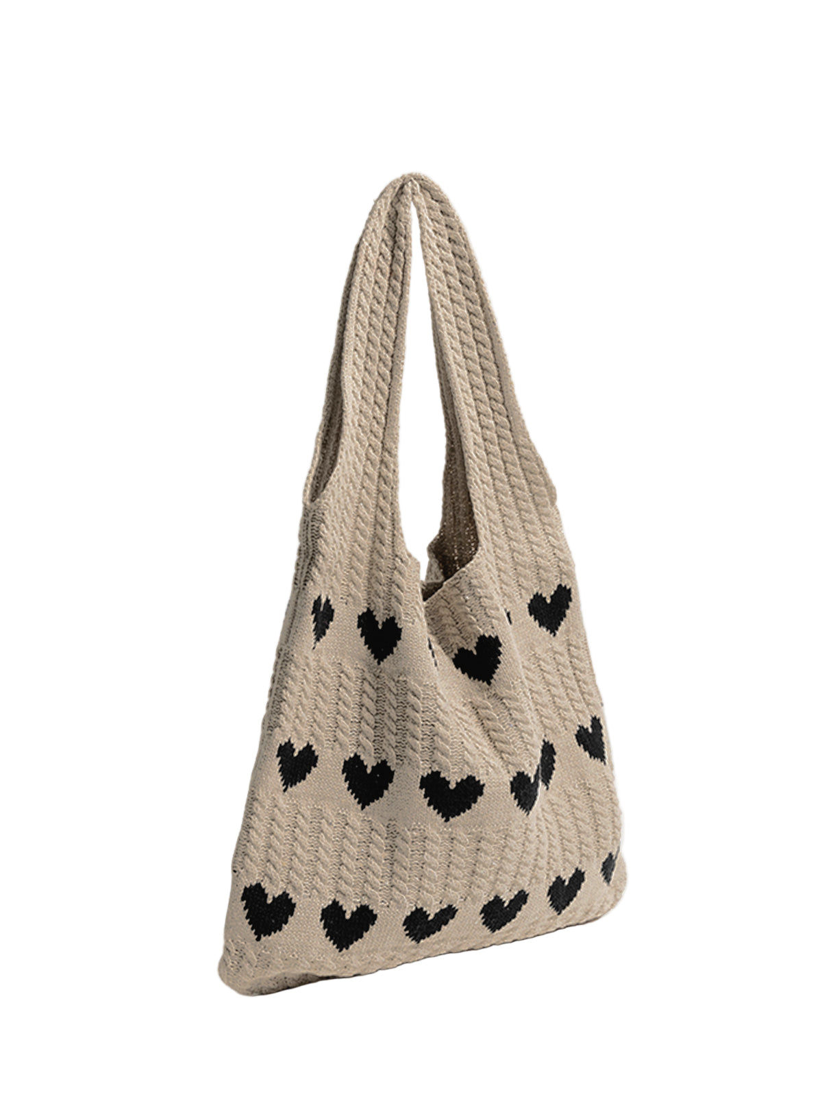 Bolso Shopper de Punto con Corazones