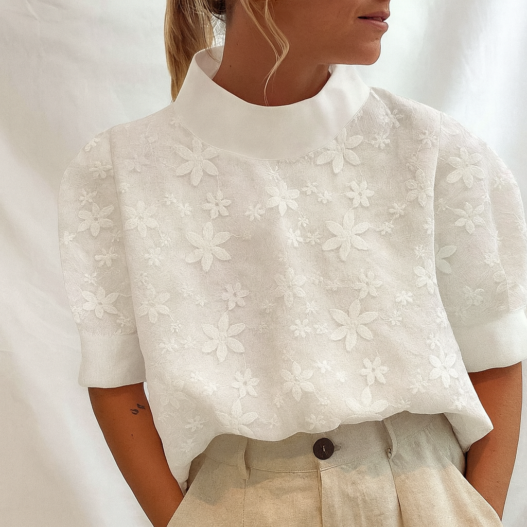 Blusa Blanca Bordado Floral